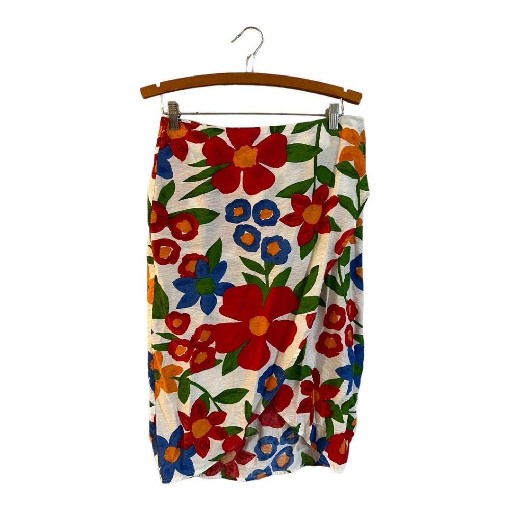 Skies Are Blue Women's Size Large Alia Floral Faux Wrap Skirt Floral